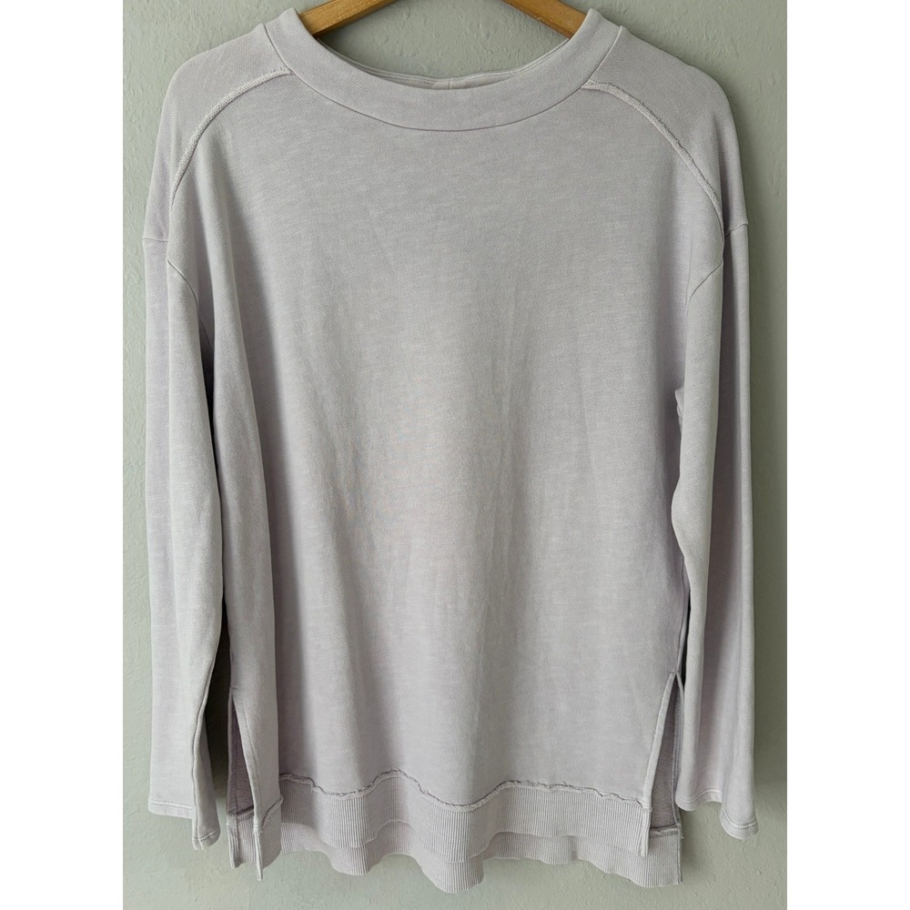 Anthropologie Pilcro Imogen Seamed Cotton Tunic Lavender Sweatshirt Size L Boho